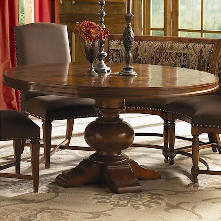 Round Dining Table with Single Pedestal